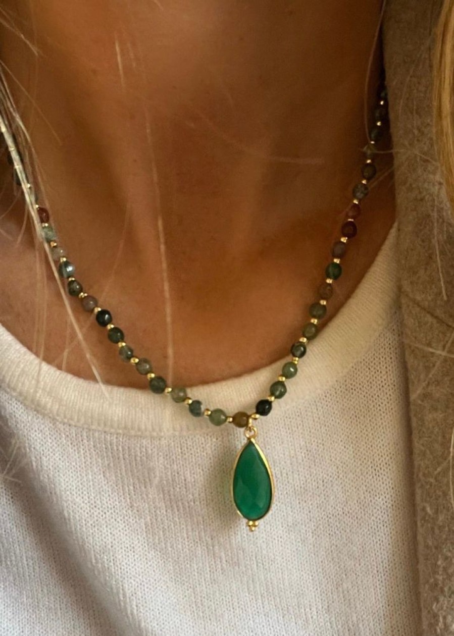 Collares Soberana | Collar Agatas Green Gold