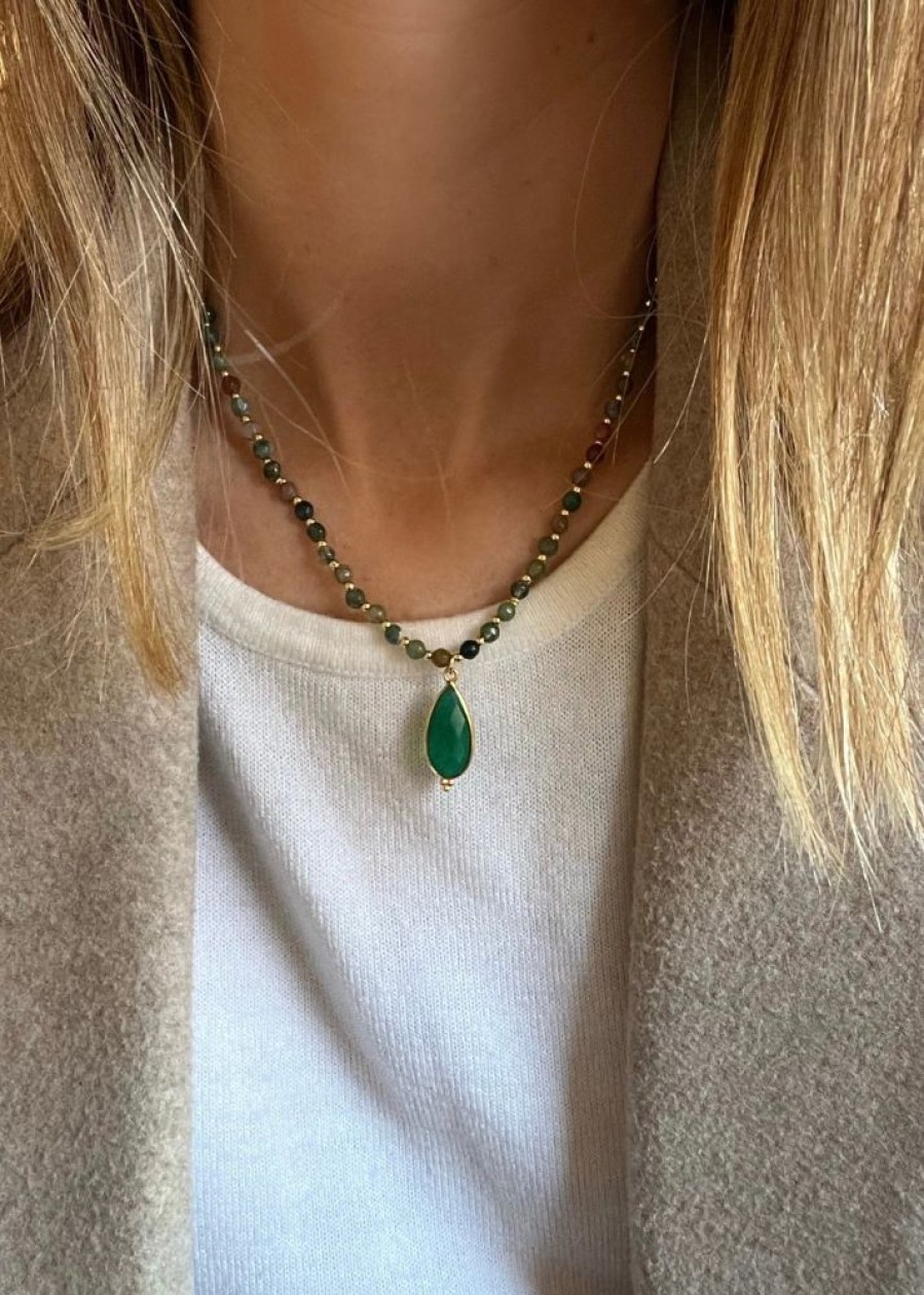 Collares Soberana | Collar Agatas Green Gold